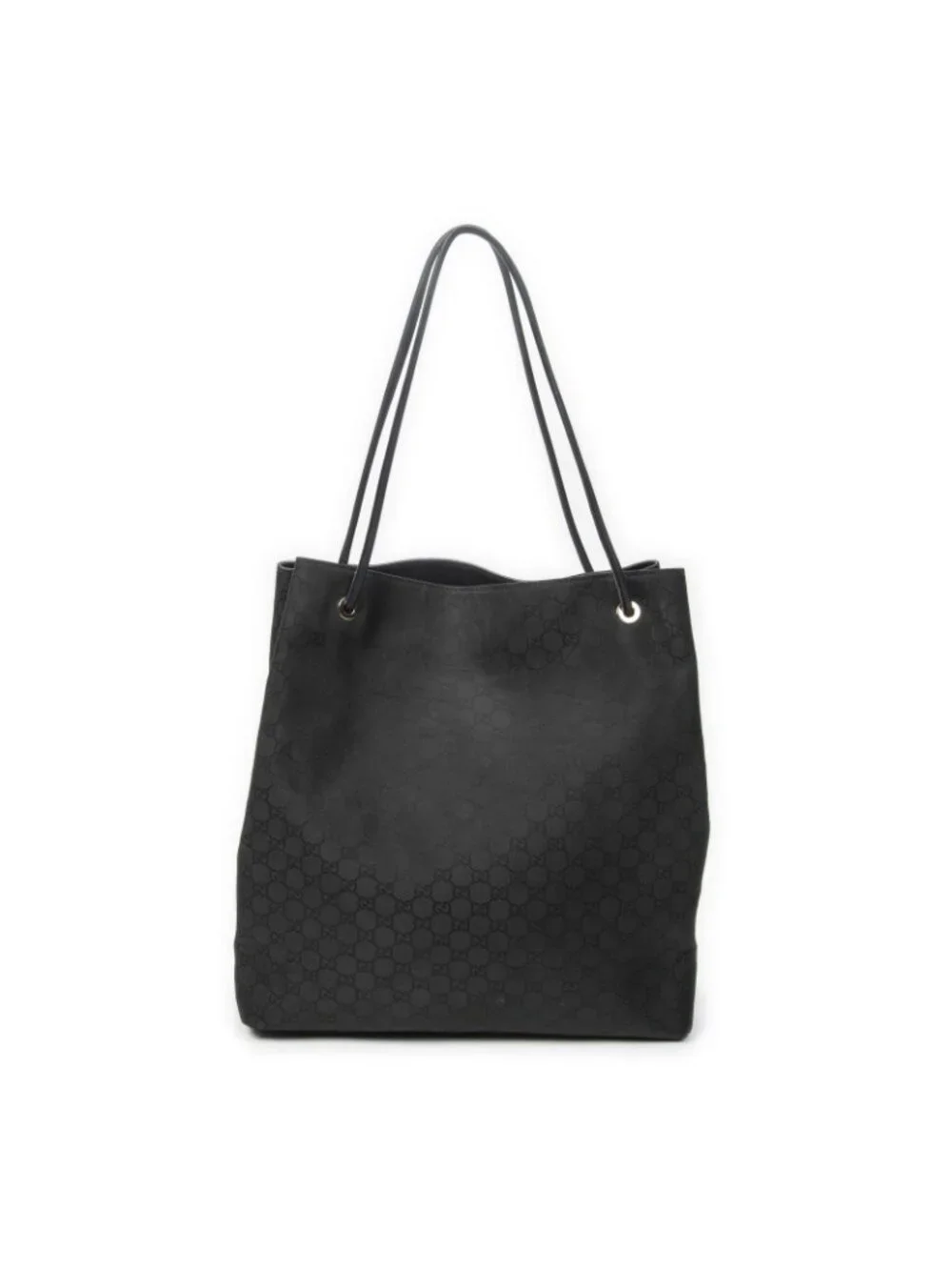 Gucci Drawstring Vertical Tote Black GG Nylon Canvas